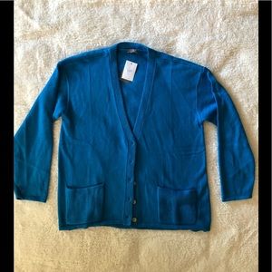 J Jill  Blue Cardigan Sweater NWT. Medium.